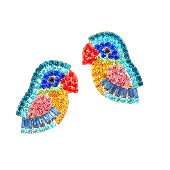 NWT PARROT Earrings by TORRID Post Goldtone with crystals - Picture 2 of 3